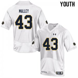 Notre Dame Fighting Irish Youth Greg Malley #43 White Under Armour Authentic Stitched College NCAA Football Jersey QFS3599IH